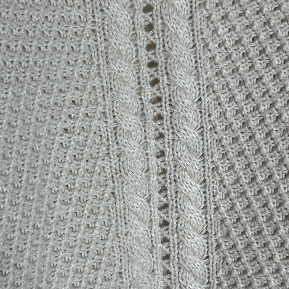 Cream Knit Cardigan with Lace Shoulder Design - Picture 6 of 6